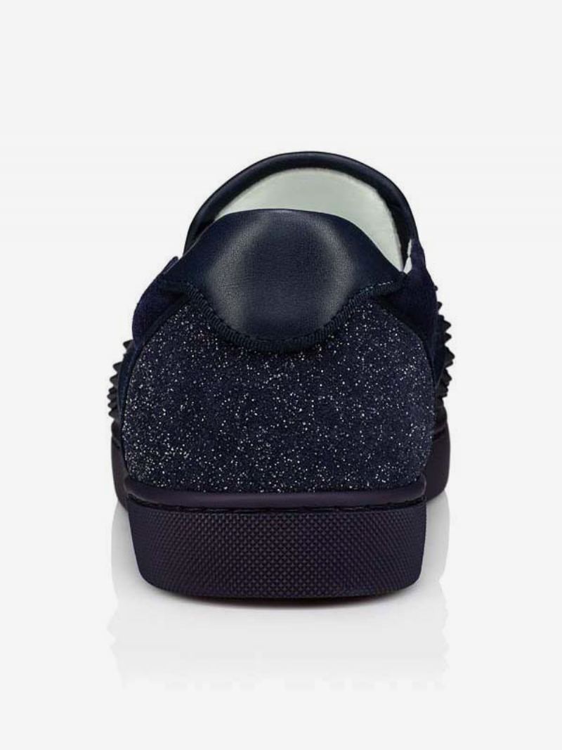 Svarte Casial Sko Herre Rund Toe Slip On Spike - Svart