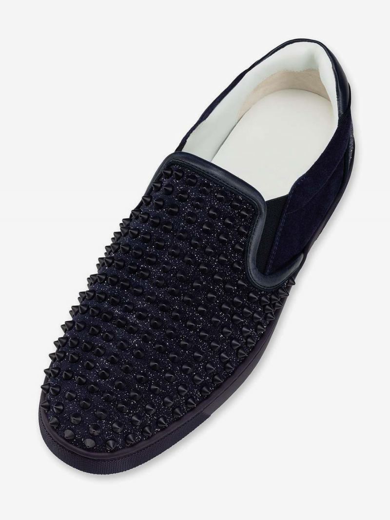 Svarte Casial Sko Herre Rund Toe Slip On Spike - Svart