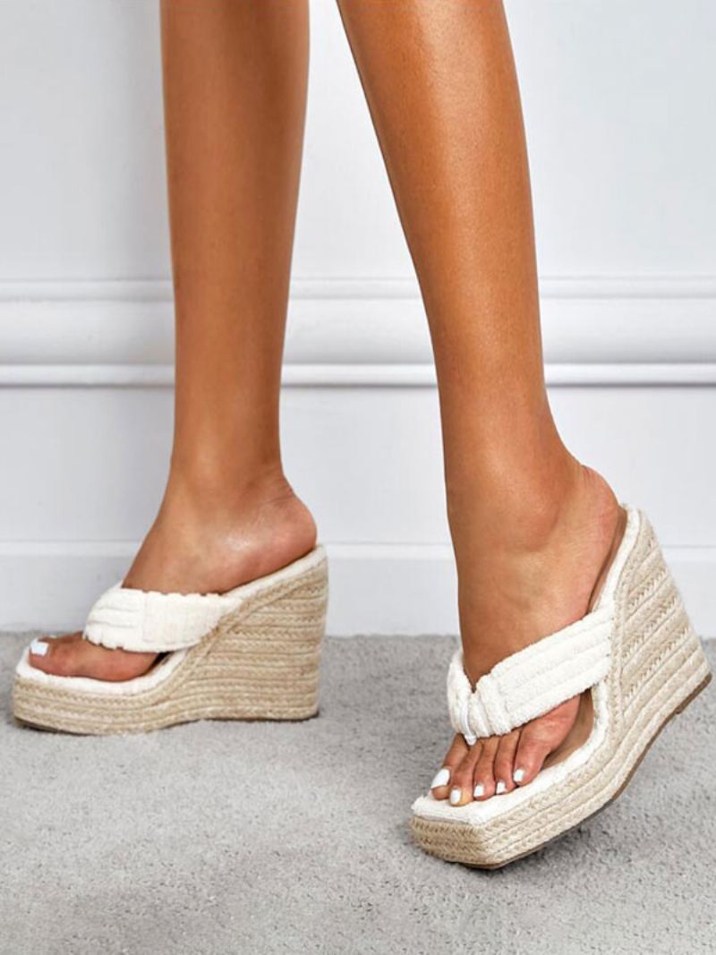 Damesandaler Med Espadrille Kile - Hvit