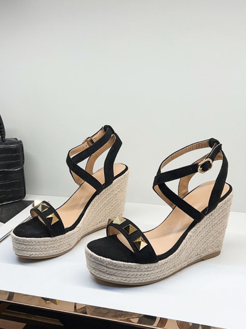 Damesandaler Platformnagler Suede Criss Cross Sandal Sko