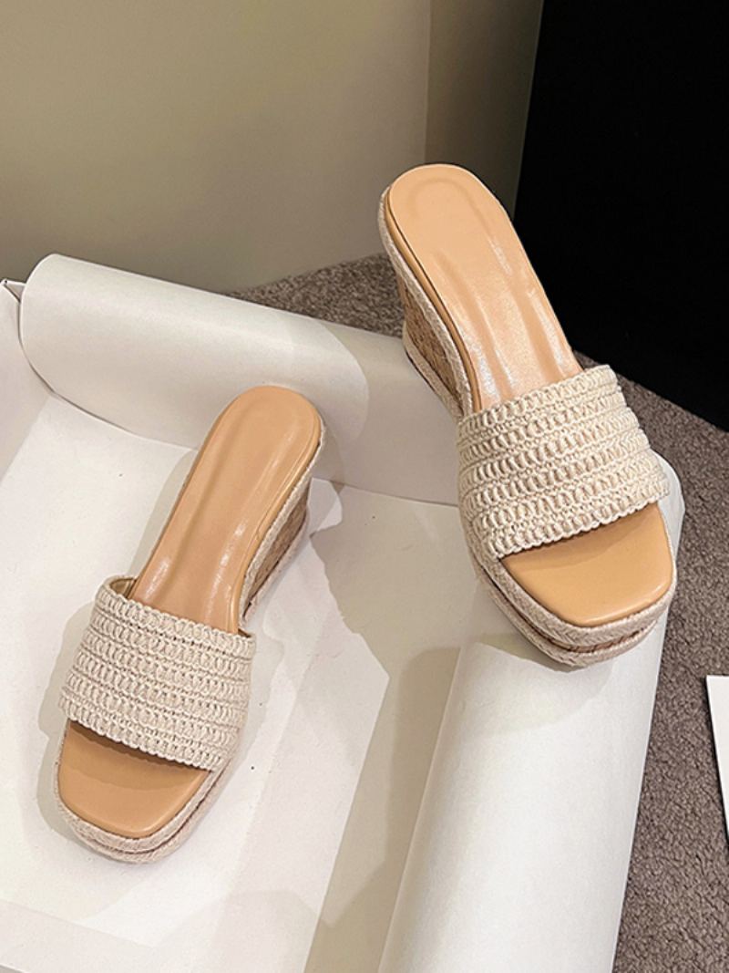 Dametøfler Kvinner Plattform Slip On Sandal Slides - Lys Gul