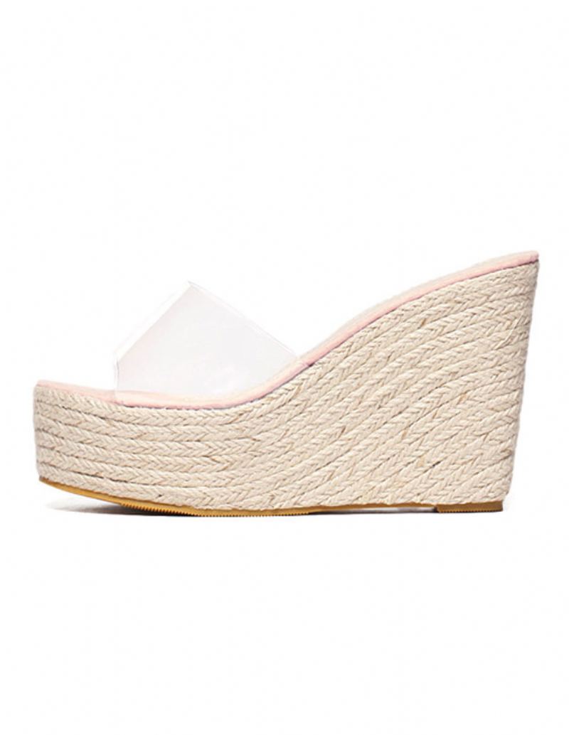 Kvinners Aprikos-sandaler Clear Peep Toe Mule Espadrillekiler - Rosa