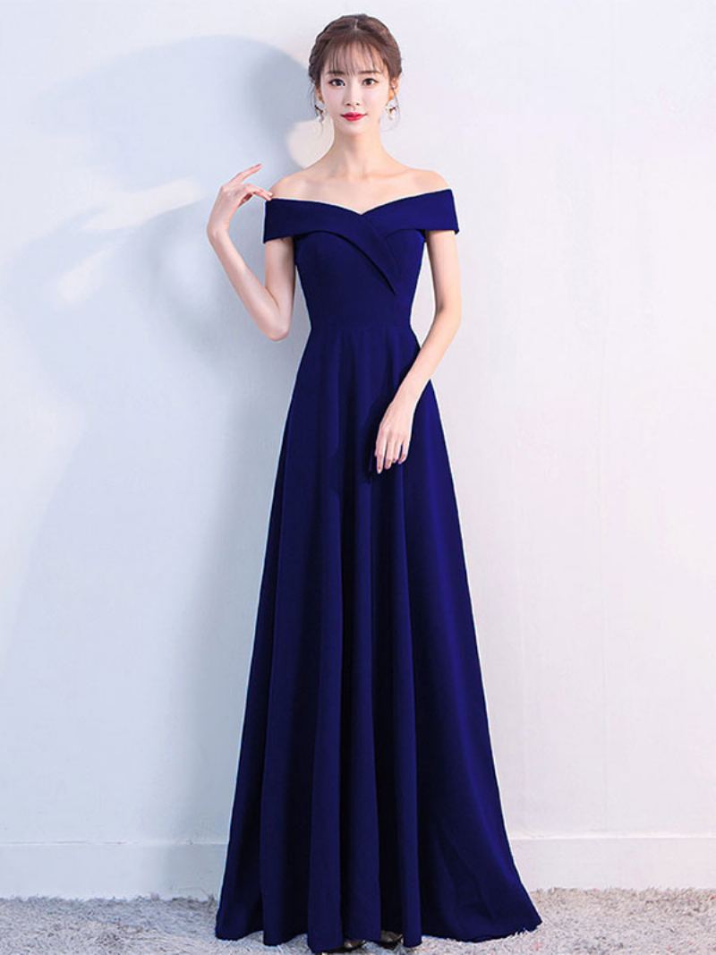 Off Shoulder-kjoler For Kvinner Elegant Bursdagsfest Prom Cocktail Maxikjole - Mørk Navy